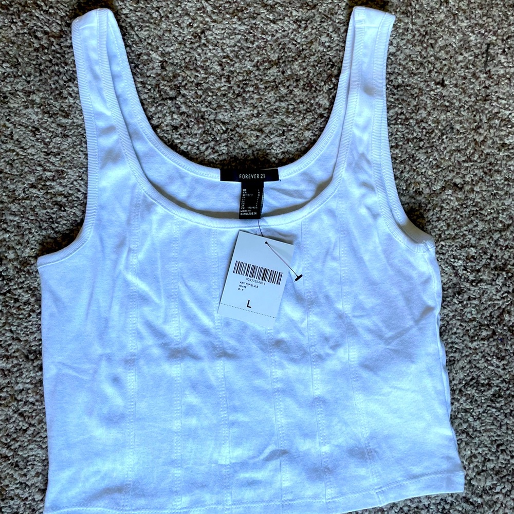 White crop tank with boning detail